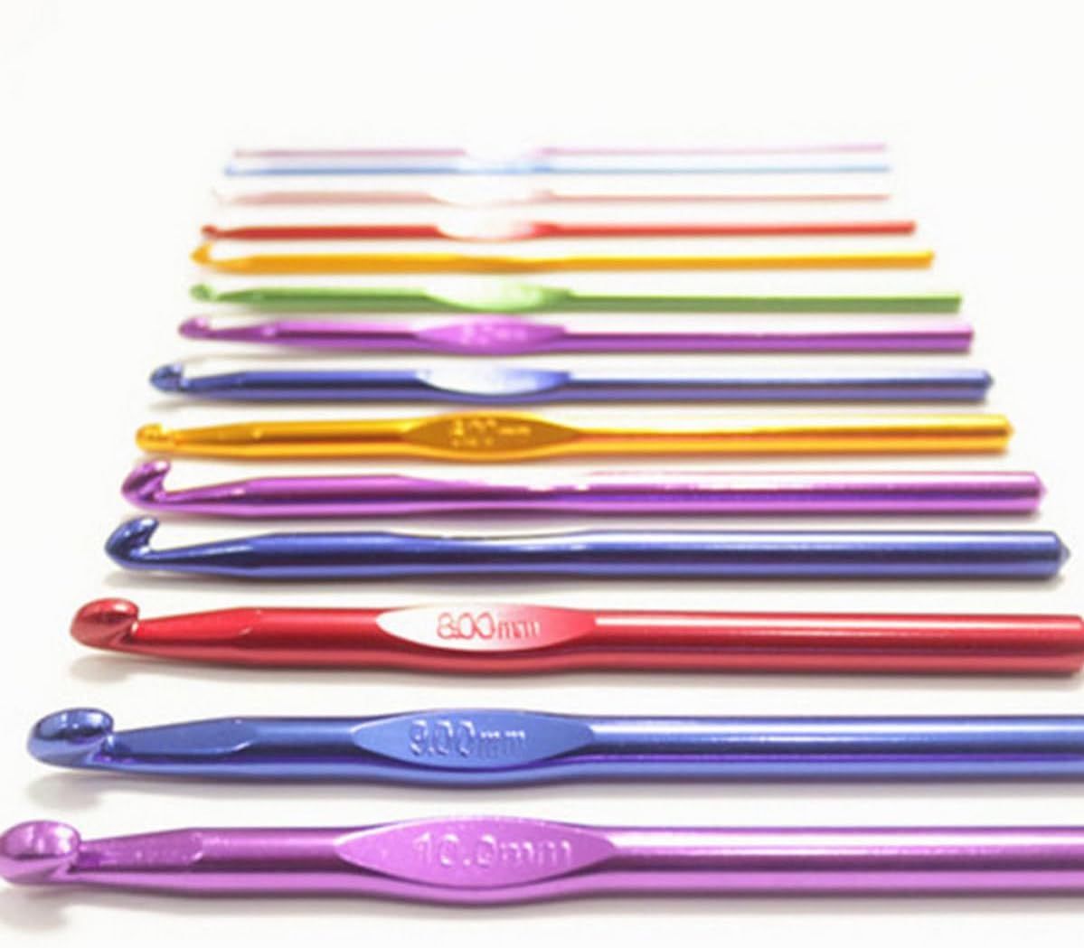 Aluminum Crochet Hooks Set, Colorful Single End Sizes for Practice