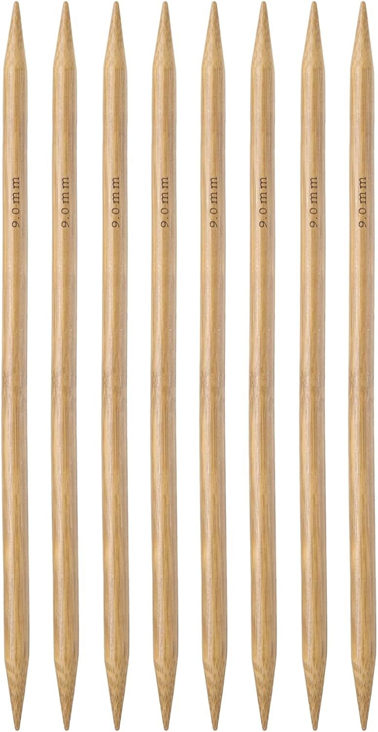 HARFINGTON 8Pcs Bamboo Knitting Needles Double Pointed Size US 13(9mm)