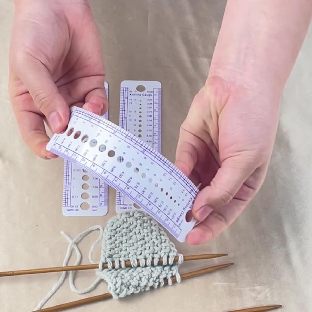 6pcs Knitting Needle Gauge Tool Plastic Sizing Ruler Set, 16cm