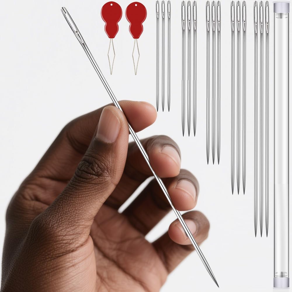 15Pcs 5 Sizes 4‐8 Inch Large‐Eye Extra Long Upholstery Hand Sewing