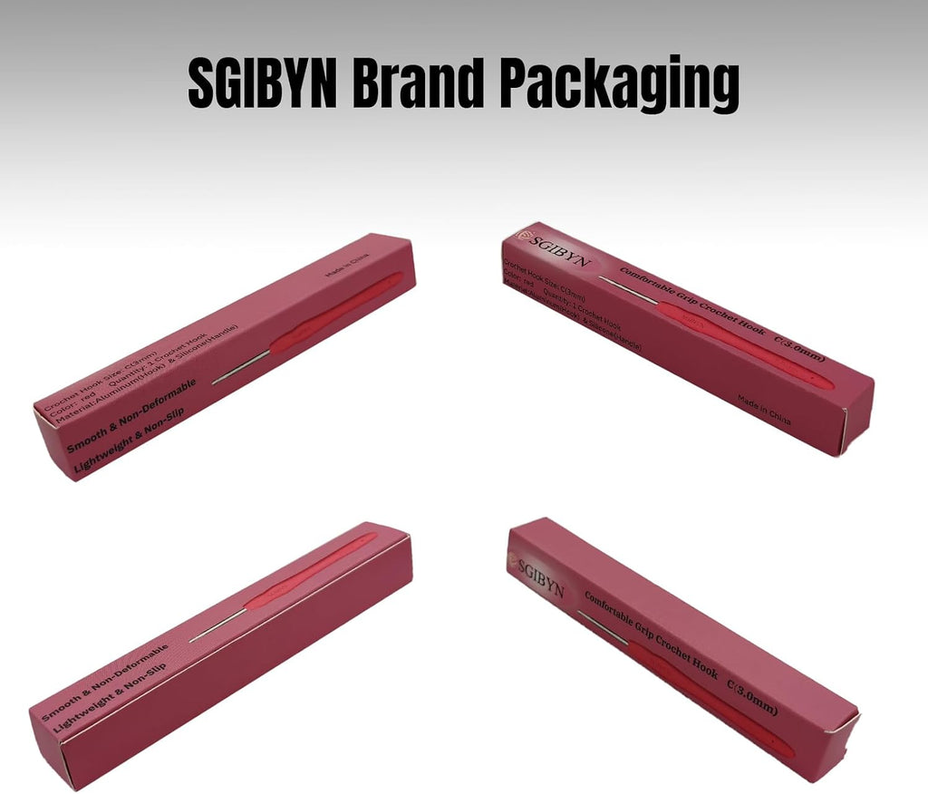 SGIBYN 3mm Silicone Grip Crochet Hook: Red, Single Pack, Ergonomic