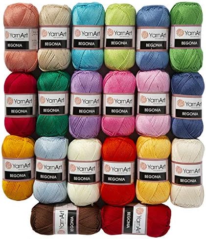 20 Skein Yarnart Begonia Yarn, 100% Mercerized Cotton, Each 1.76 Oz