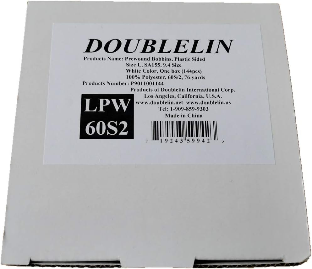 DOUBLELIN Prewound Bobbin, Plastic Sided, Size L(SA155, Size 9.4)