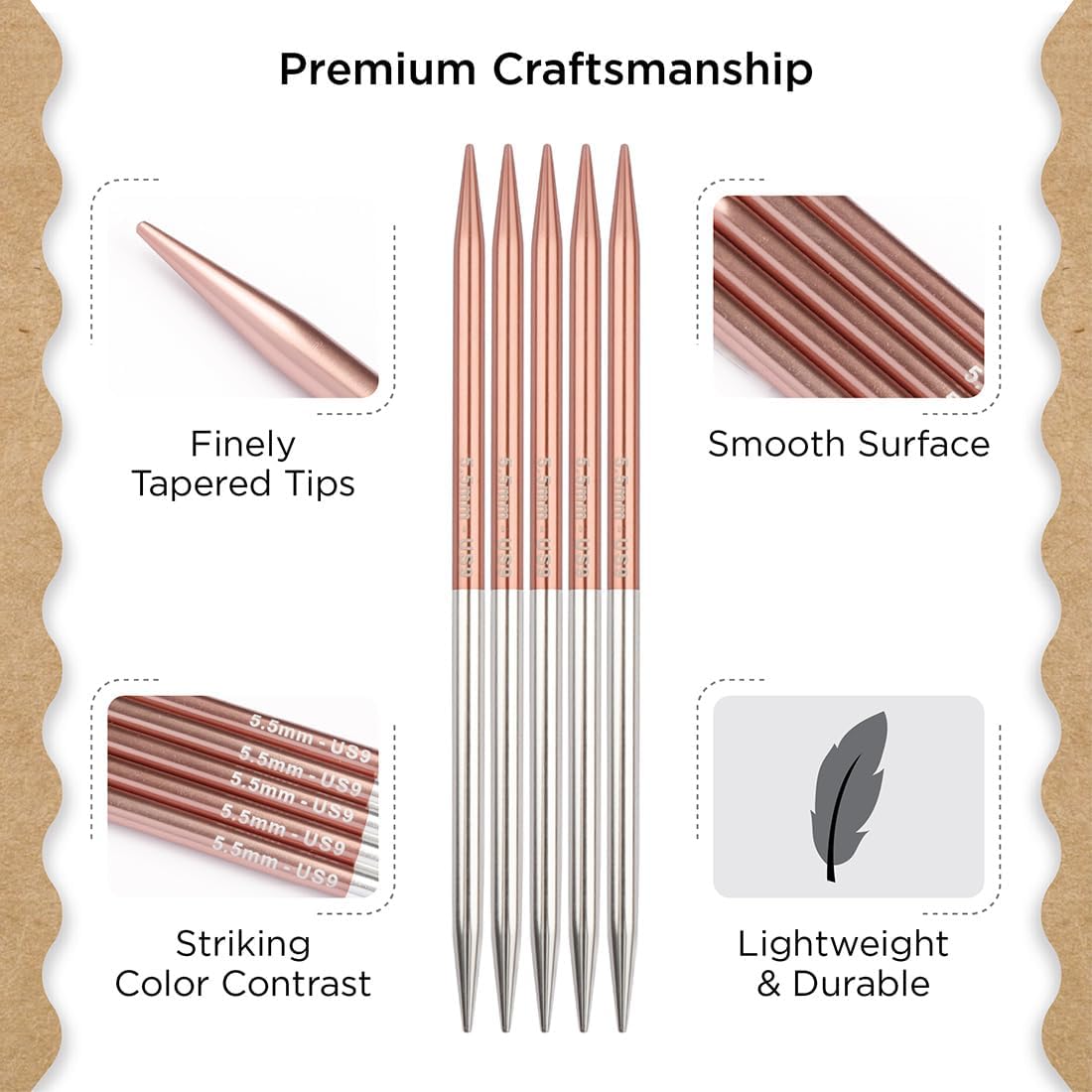 Knitter’s Pride Rosemist Double-Point Needle 8”(20cm) - US 9(5.5mm)