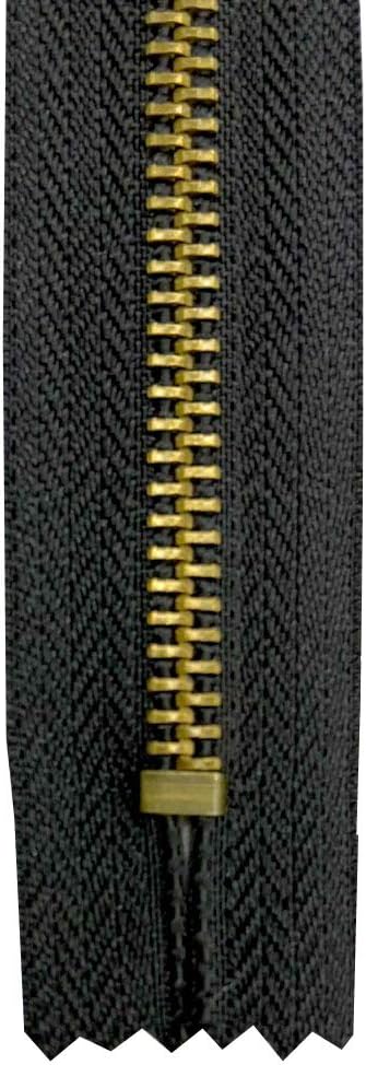 AMORNPHAN 6 pcs 7 Inch Metal Zippers Closed End #5 Black Tape Antique