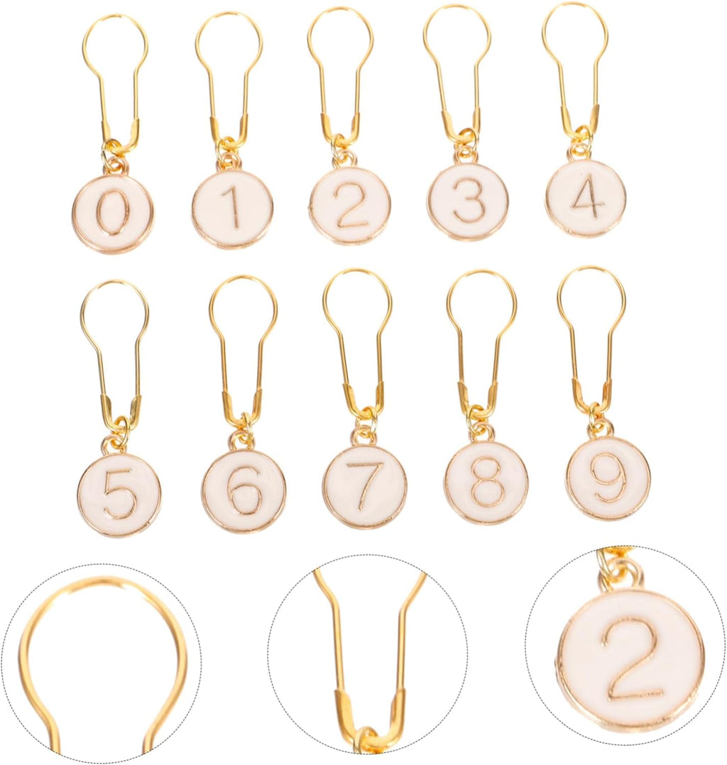 Golden Metal Knit Stitch Markers 10pcs Round Set for Winter