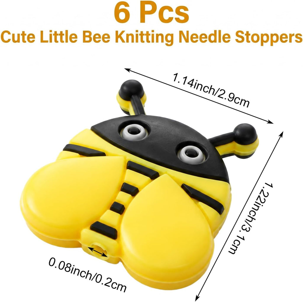 6Pcs Bee Knitting Needle Stoppers, Ymapinc Knitting Needle Caps (2mm)