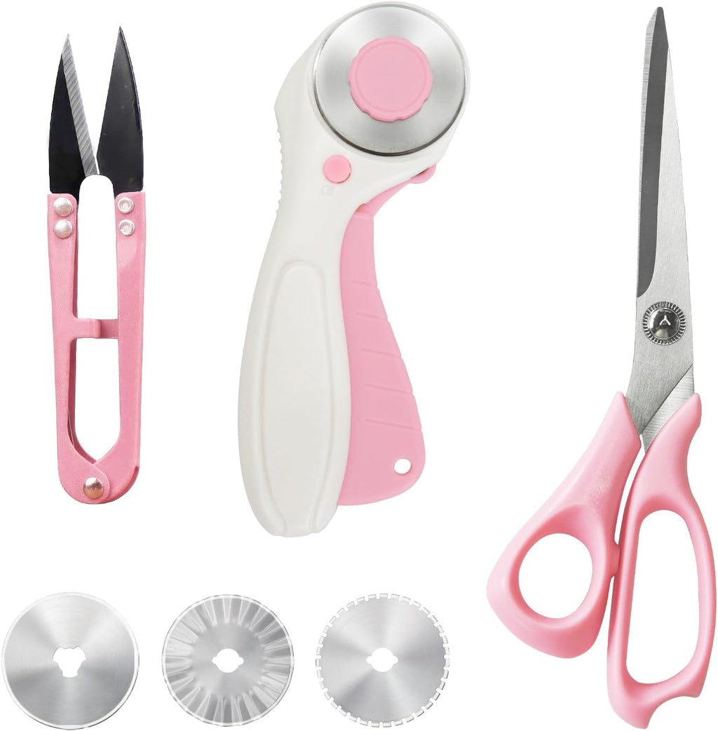 MANUFORE Left-Handed Fabric Sewing Scissors and Rotary Cutter with
