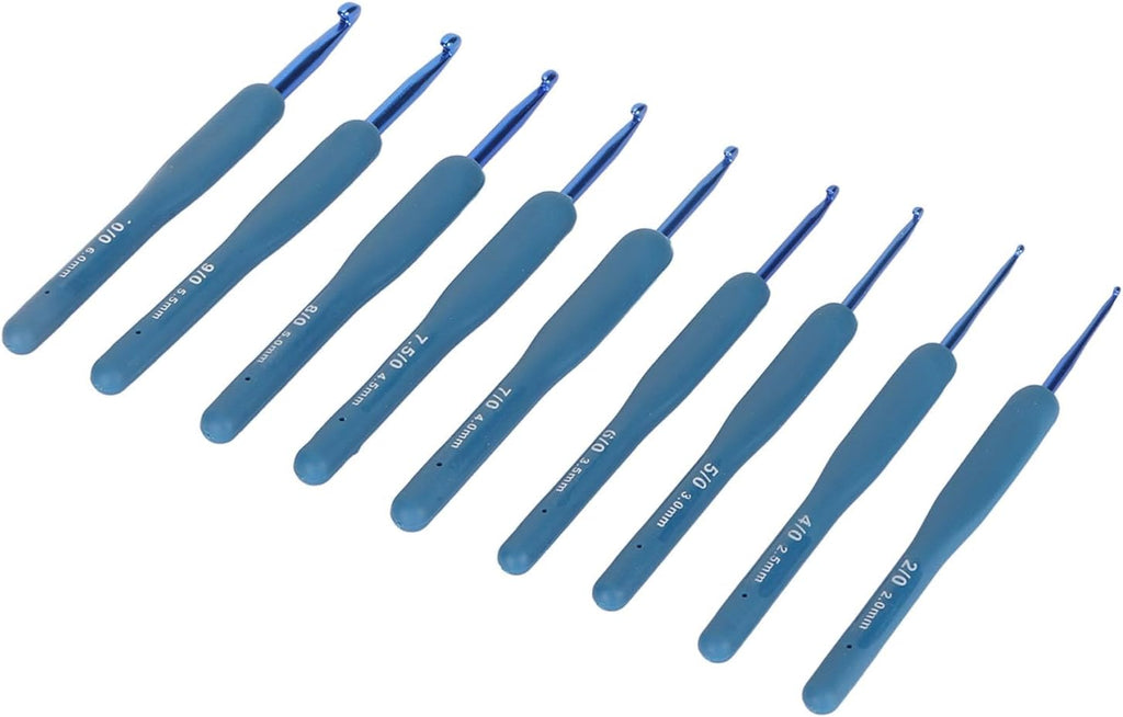 Fdit Soft Grip Crochet Hooks Set, 9 Sizes Aluminum Silicone