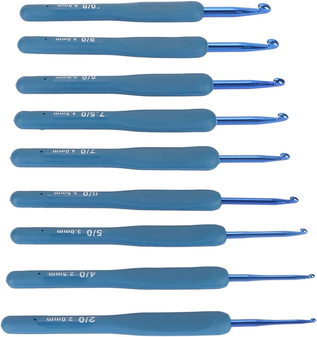 Fdit Soft Grip Crochet Hooks Set, 9 Sizes Aluminum Silicone