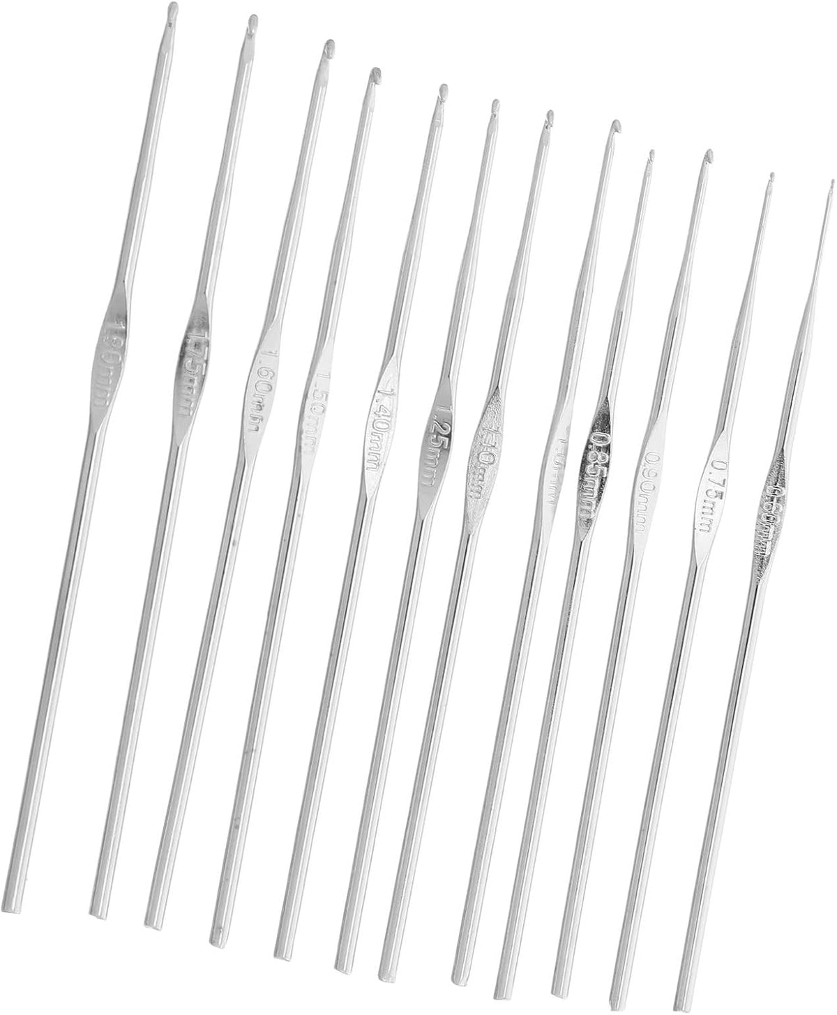 12 Piece Stainless Steel Crochet Hook Set for Lace Thread