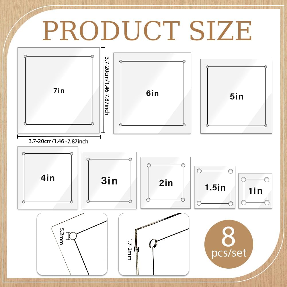 AHANDMAKER 8 Pcs Clear Acrylic Square Quilting Rulers and Templates 8