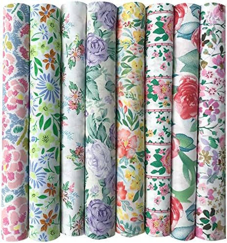 8pcs 18 x 22inches (46x56cm) Floral Cotton Fabric Small Flower Pattern