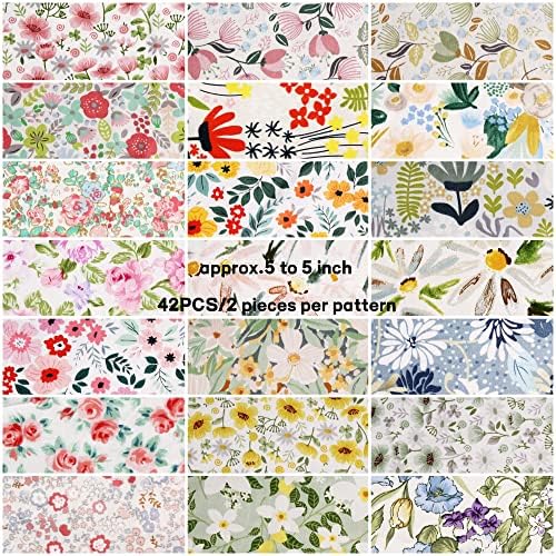 Charm Packs Fabric for Quilting 42Pcs 5'' Precut Fabric Quilt Squares