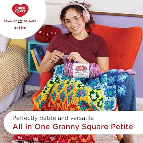 Red Heart Granny Square Petite Yarn for Crocheting, Linen, 3-Pack