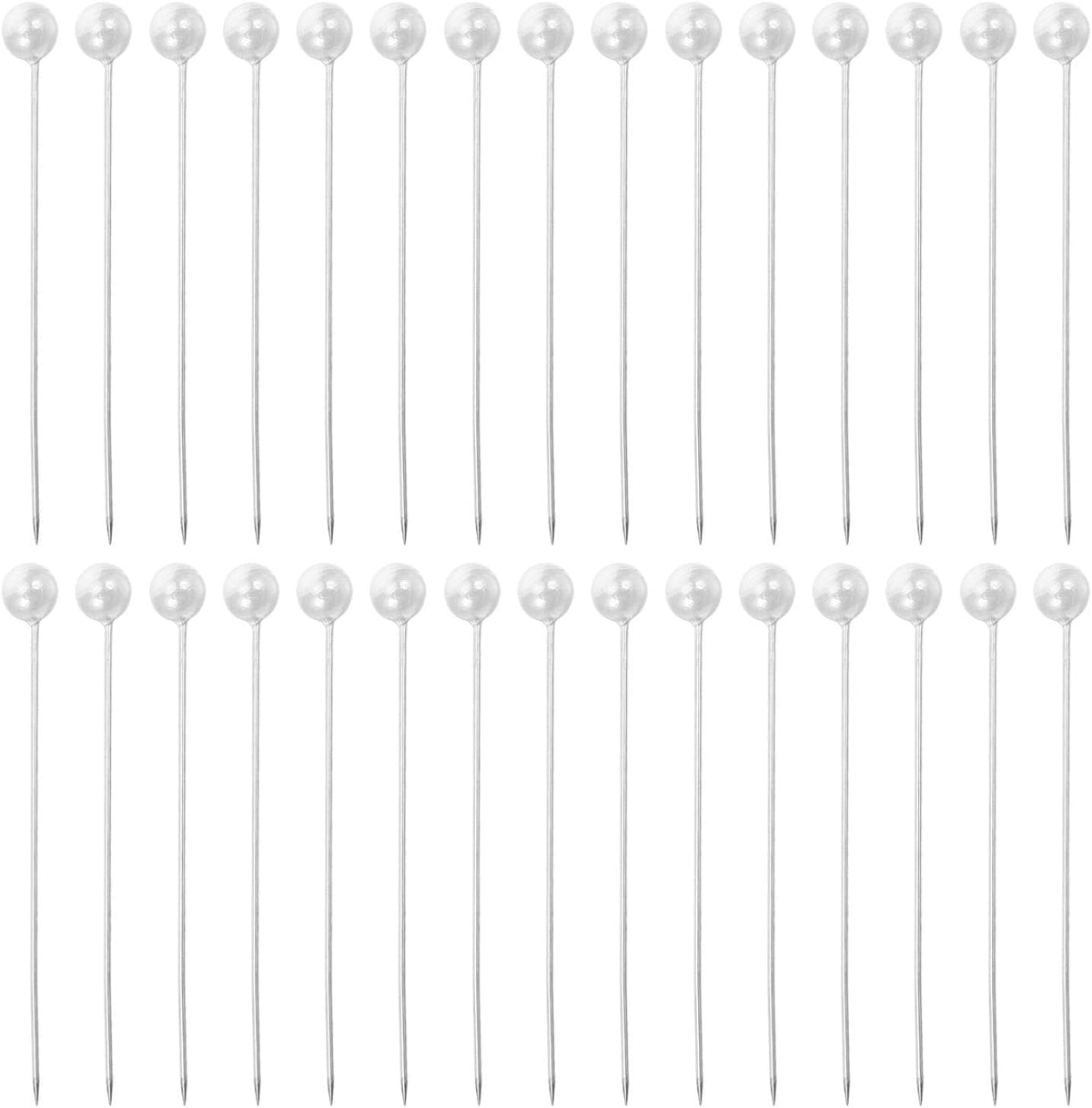 20 Boxes White Pearl Head Sewing Pins, Straight Craft Needles