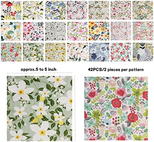 Charm Packs Fabric for Quilting 42Pcs 5'' Precut Fabric Quilt Squares