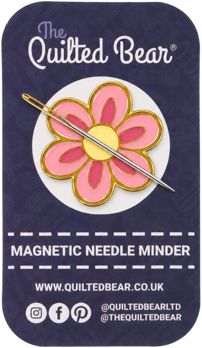 The Quilted Bear Magnetic Needle Minder, Large, Pink Flower