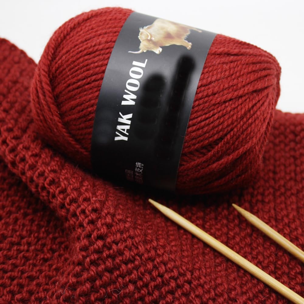4 Balls Thick Yak Wool Yarn, Medium Worsted Weight #4 Wool Yarn for