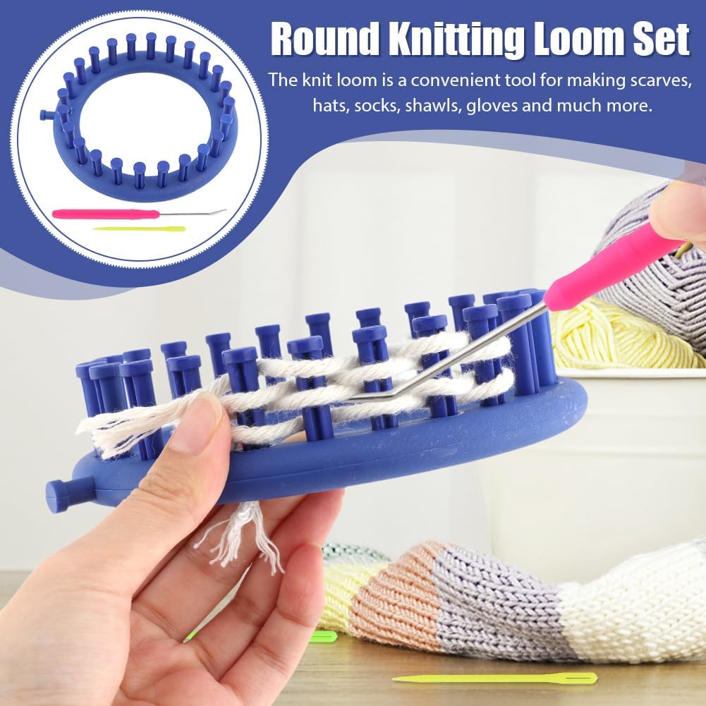 NOVYQREN Round Plastic Quick Knit Loom Set, DIY Home Manual Craft