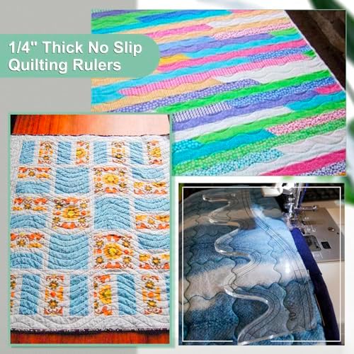 Kigley 6 Pcs Free Motion Quilting Templates Waves Acrylic Quilting