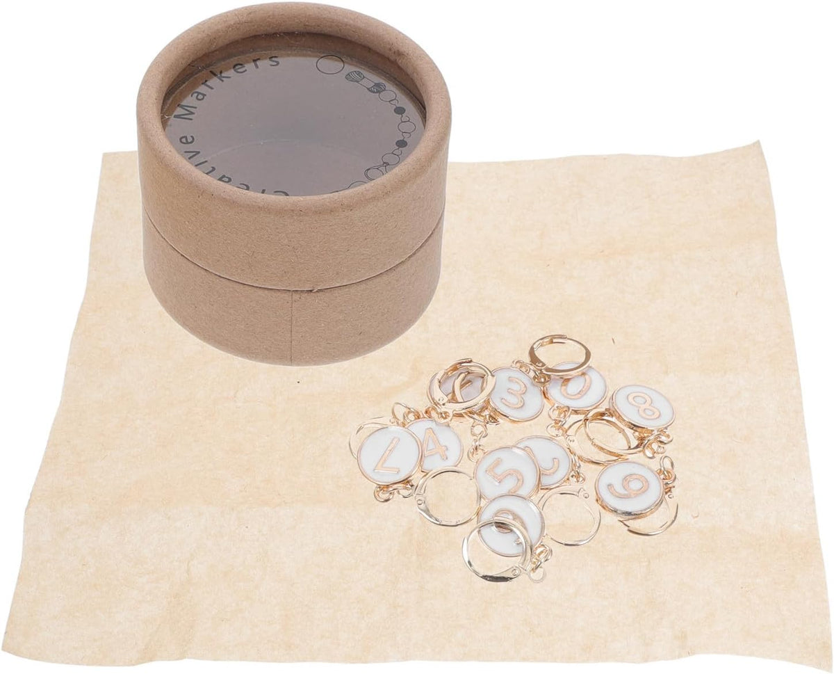 10pcs Number 0-9 Stitch Markers with Locking Clips White