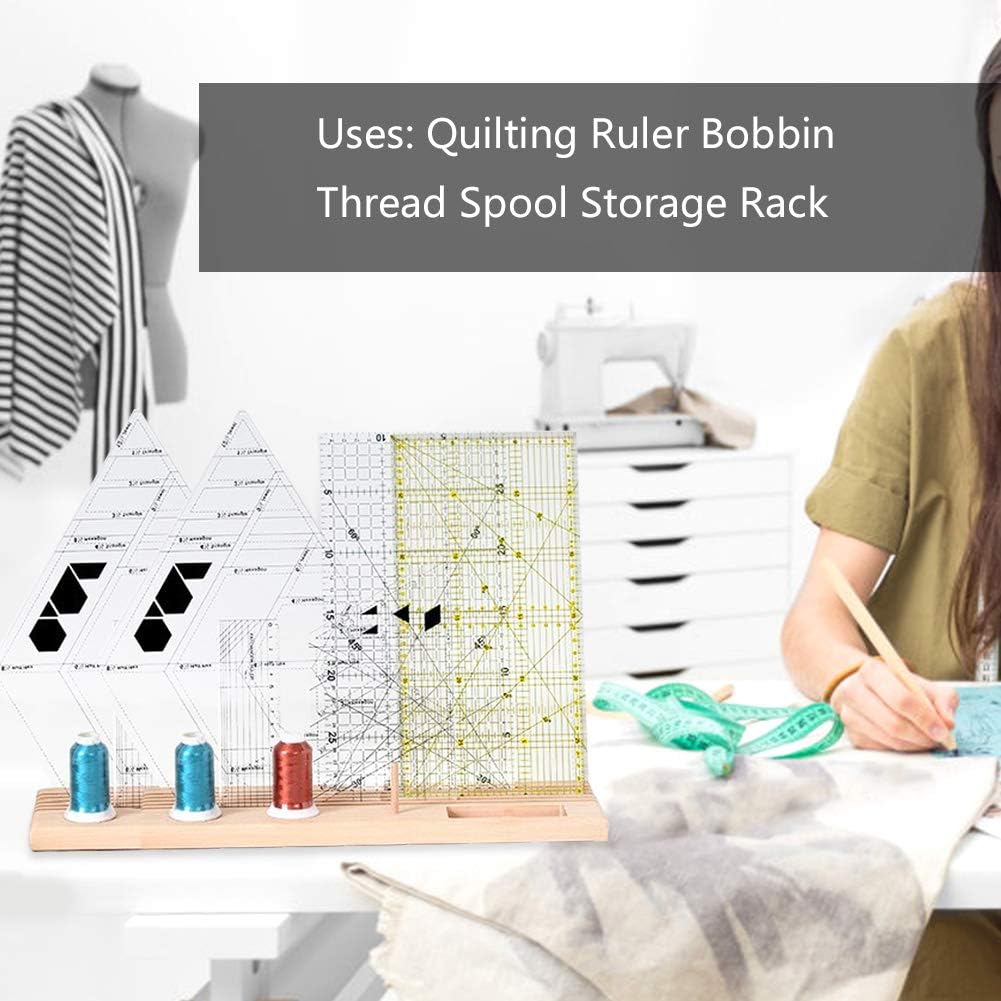 5 Slot Wooden Quilting Ruler Stand and Template Organizer, Wooden