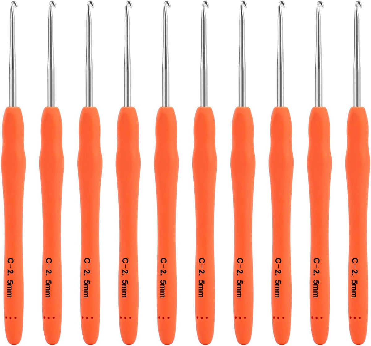 Vodiye 10 PCS 2.5 mm Ergonomic Crochet Hooks for Comfortable