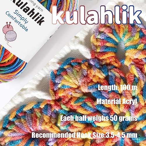 250g Acrylic Yarn, 5 Skeins, Colorful Gradient