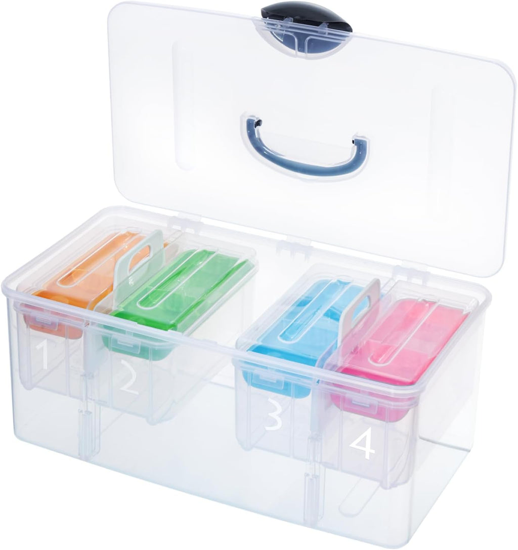 MyGift 15 Inch Clear Stackable Utility Storage Bin, Arts and Crafts