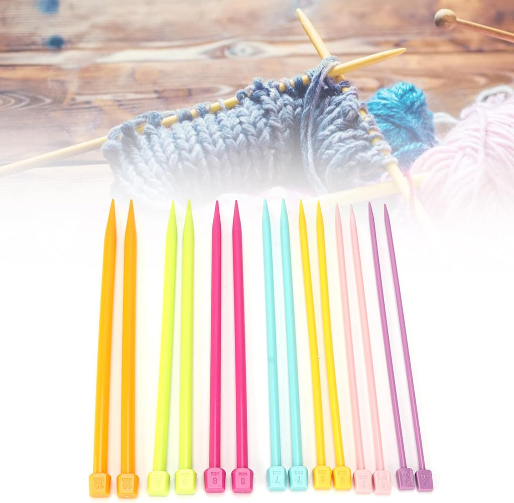 OPPWONG 14Pcs Multicolour Knitting Needles, Portable Plastic Sweater