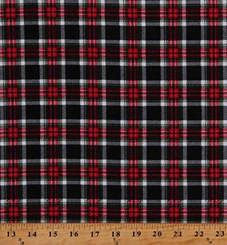 Flannel Plaid Black Red Green White Festive Christmas Winter Holiday