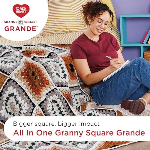 Red Heart Granny Square Grande Yarn for Crocheting, Sterling, 3-Pack
