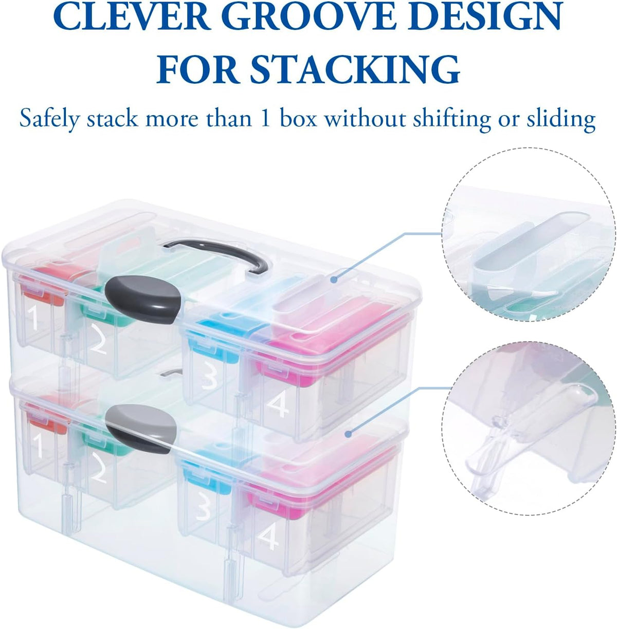 MyGift 15 Inch Clear Stackable Utility Storage Bin, Arts and Crafts