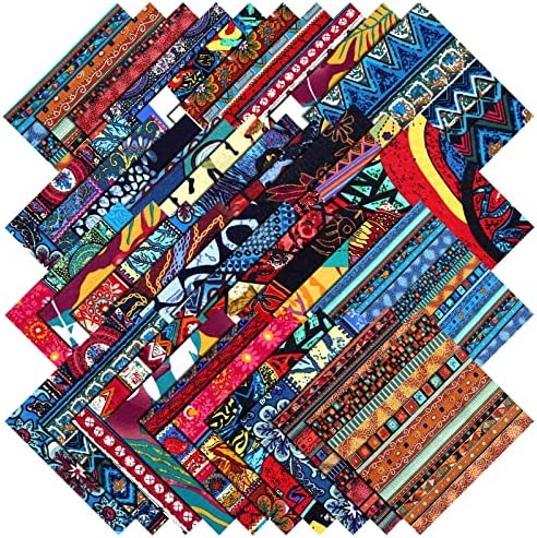 Mixweer 40 Pcs 10 x 10 Inch African Cotton Fabric Square Bulk for