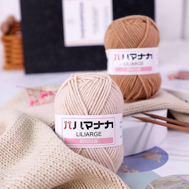 4PCS Cotton Milk Yarn, 4-Ply Worsted Weight Thread for Knitting &