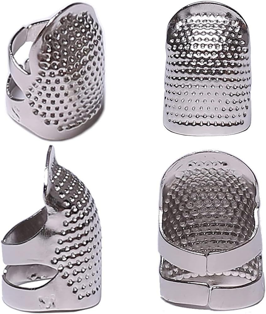 6 Pack Sewing Thimble Finger Protector, Adjustable Finger Metal Shield