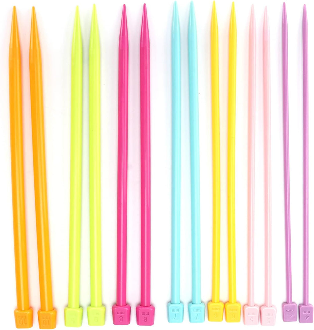 OPPWONG 14Pcs Multicolour Knitting Needles, Portable Plastic Sweater