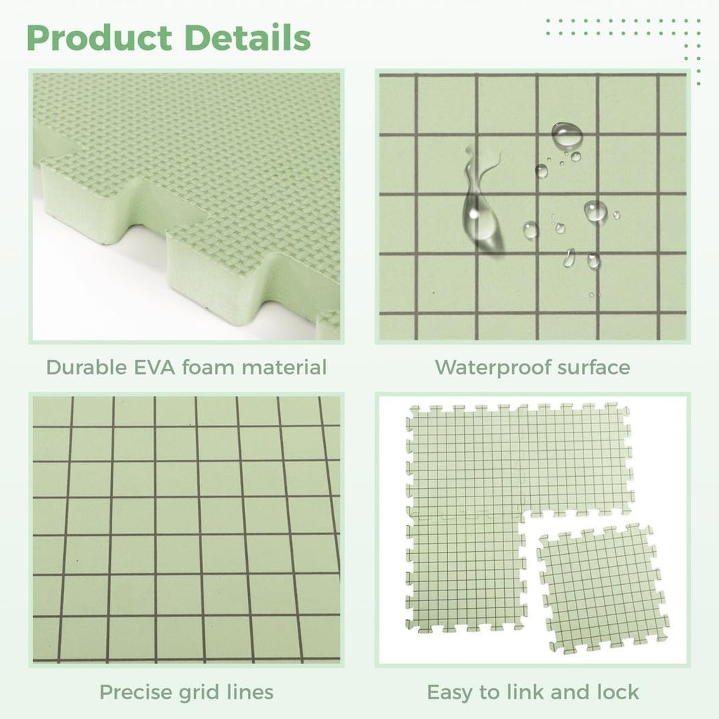 9-Pack 12.6×12.6” Blocking Mats With 50 T-Pins, Storage Bag, And 0.7”