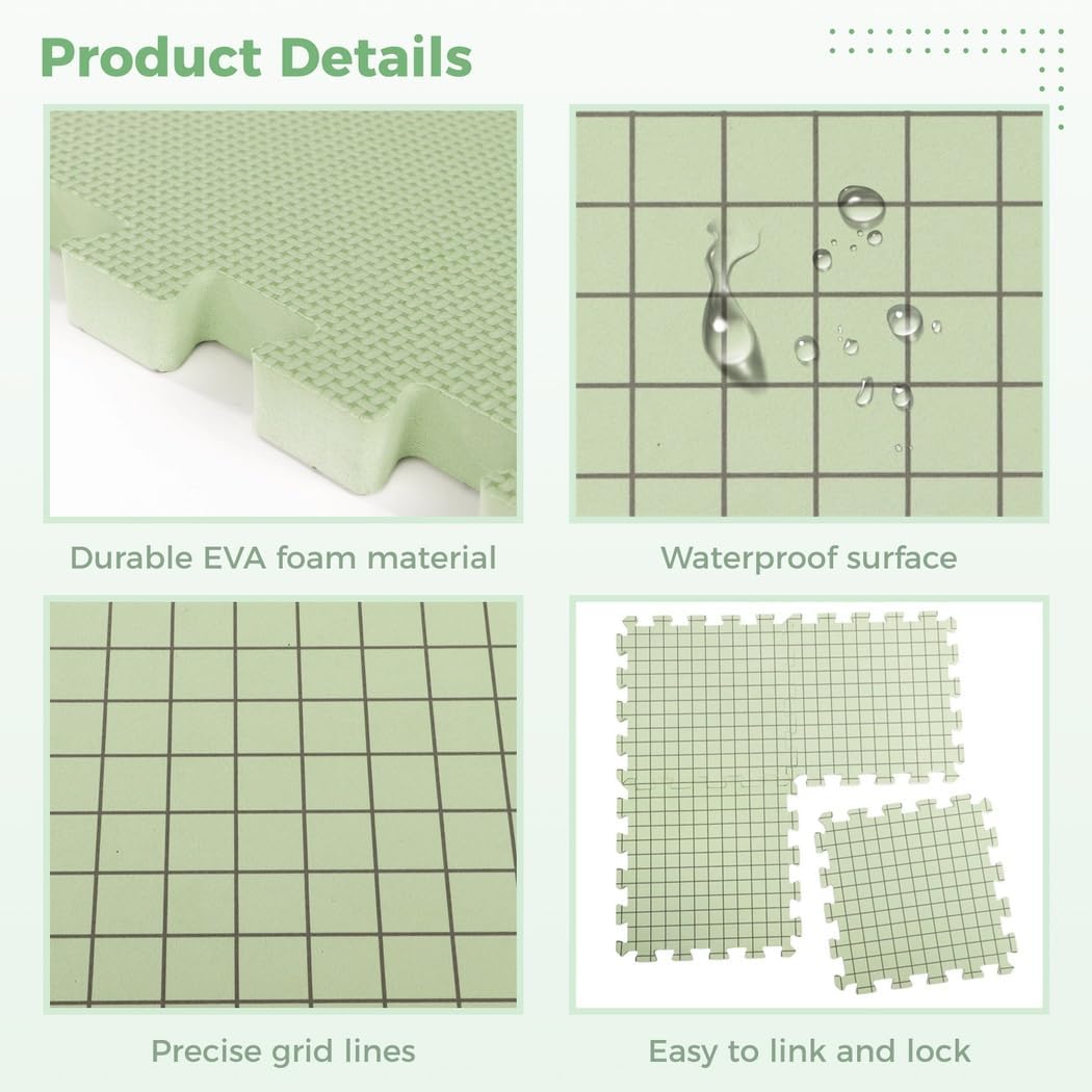 9-Pack 12.6×12.6” Blocking Mats With 50 T-Pins, Storage Bag, And 0.7”