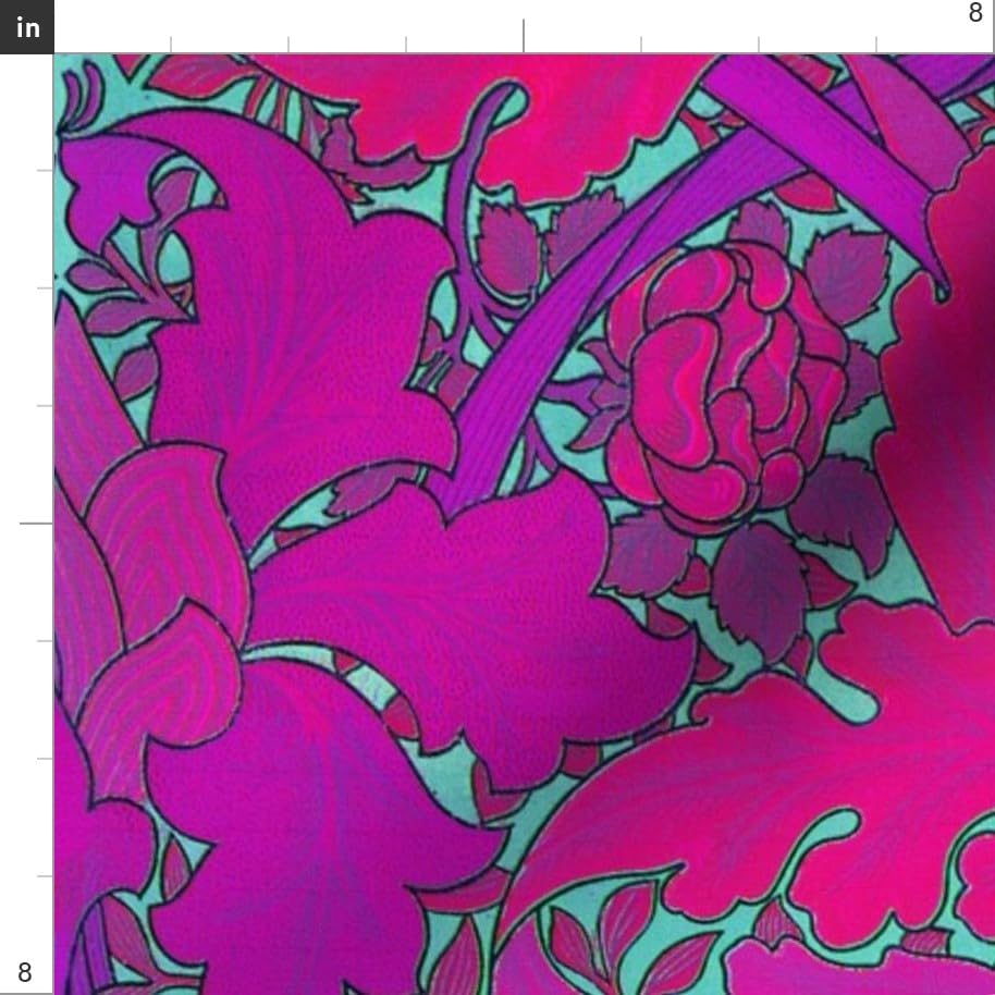 Spoonflower Fabric Pink Purple Damask Victorian on Essex Linen