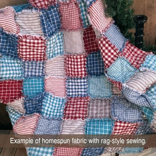 Set of 4 Fat Quarters, Mountain Blue Assorted Plaid Gingham Homespun