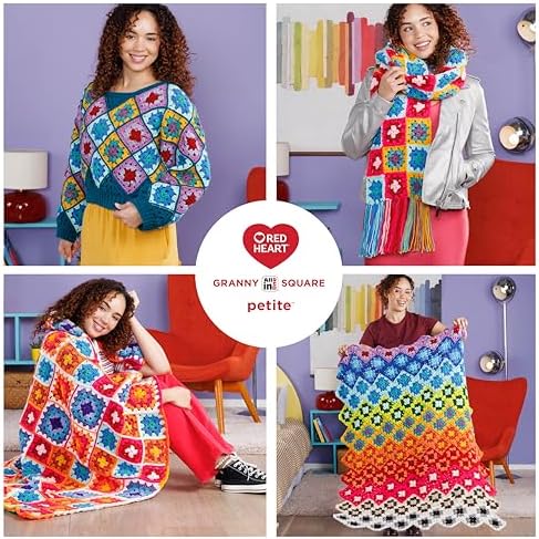 Red Heart Granny Square Petite Yarn for Crocheting, Linen, 3-Pack