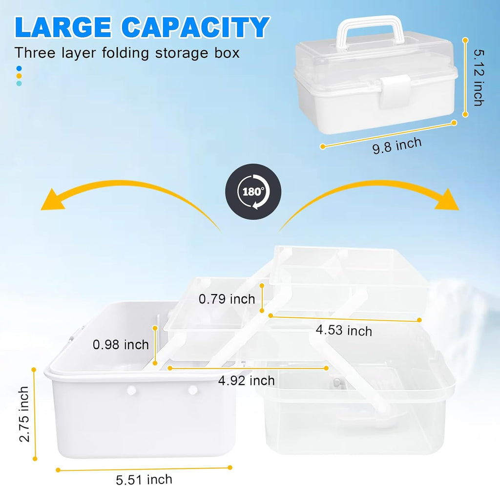 10Inch Tackle Box Organizer and Storage,Three-Layer Sewing Box With 2
