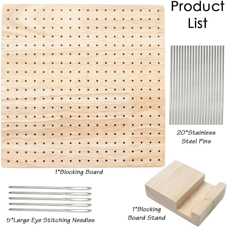 Anu Limen Blocking Board with 20 Steel Pins – DIY Knitting Blocking