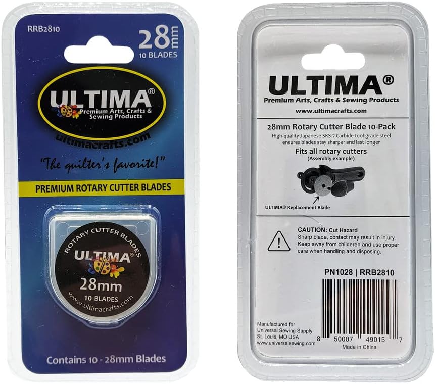 Ultima 28mm Rotary Cutter Blades – 10 Blades Per Pack – Fits Most