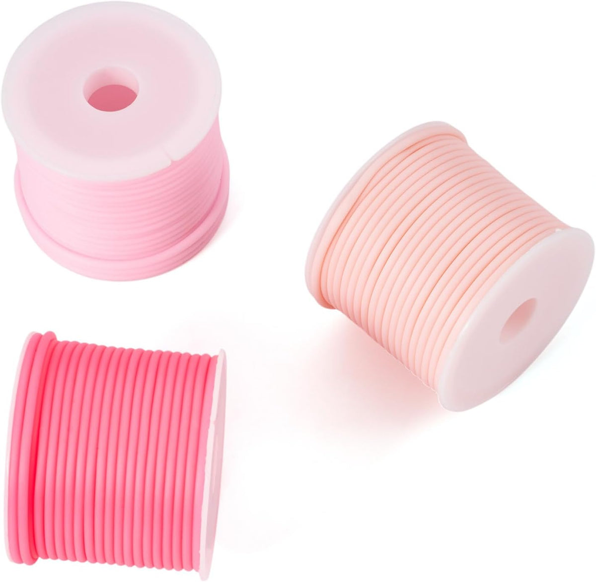 FASHEWELRY 16.4 Yards 2mm Hollow Pipe Rubber Cords 3 Pink Colors