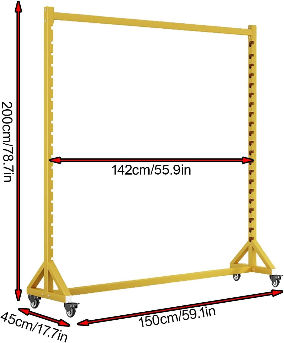 Large Fabric Roll Storage Rack with Adjustable Hanging Rod, Movable