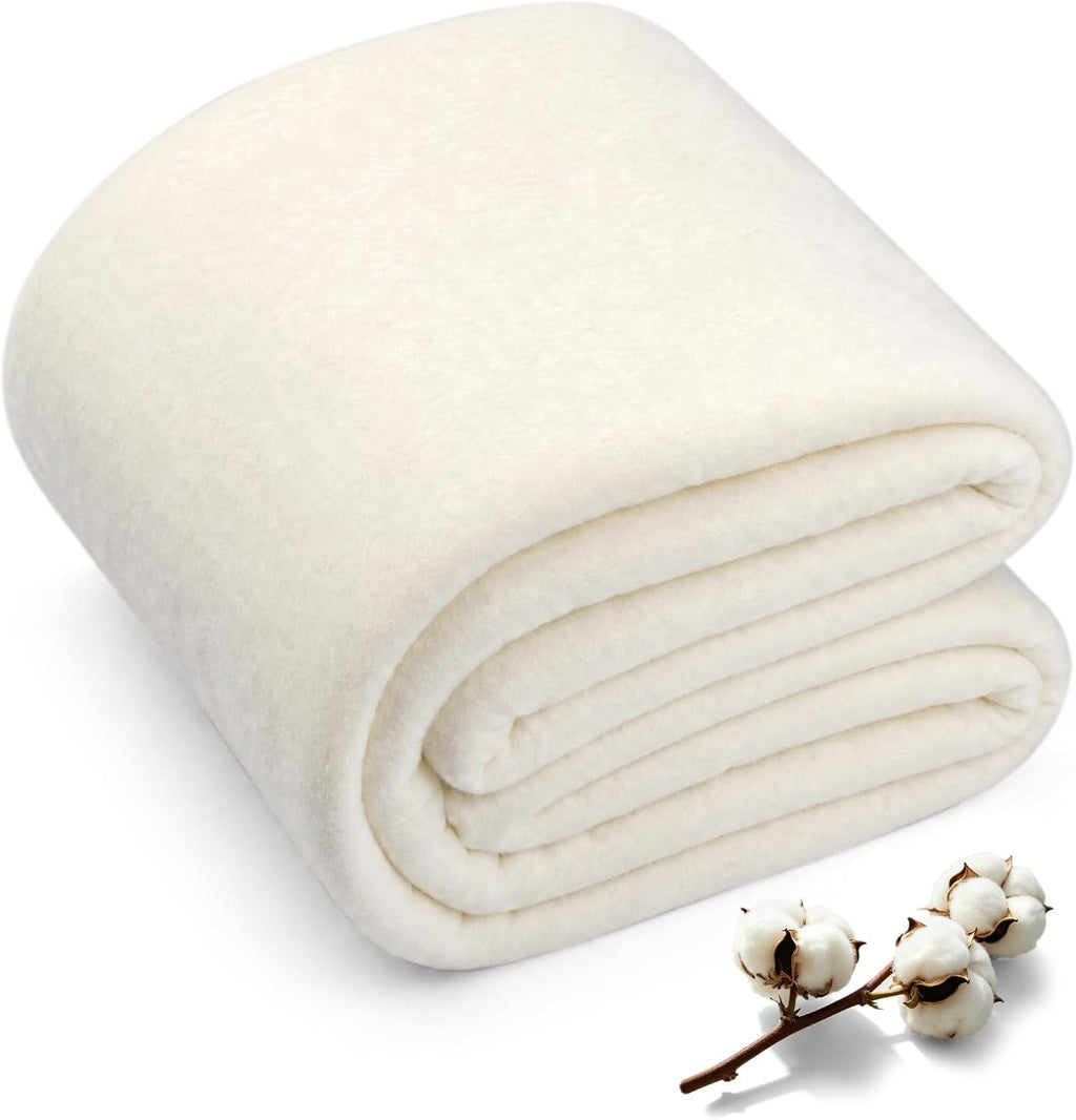 FTEVEN Natural Cotton Batting for Quilting 90" x 90" Queen Size