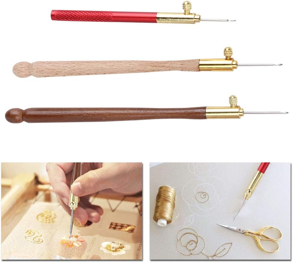 Ergonomic Tambour Crochet Hook Beech Wood, 12 PCS